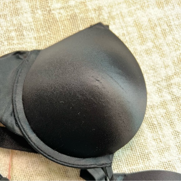 Victoria's Secret Black Very Sexy Push Up Bra Size 32B Rhinestone Bling Strap - Picture 5 of 6